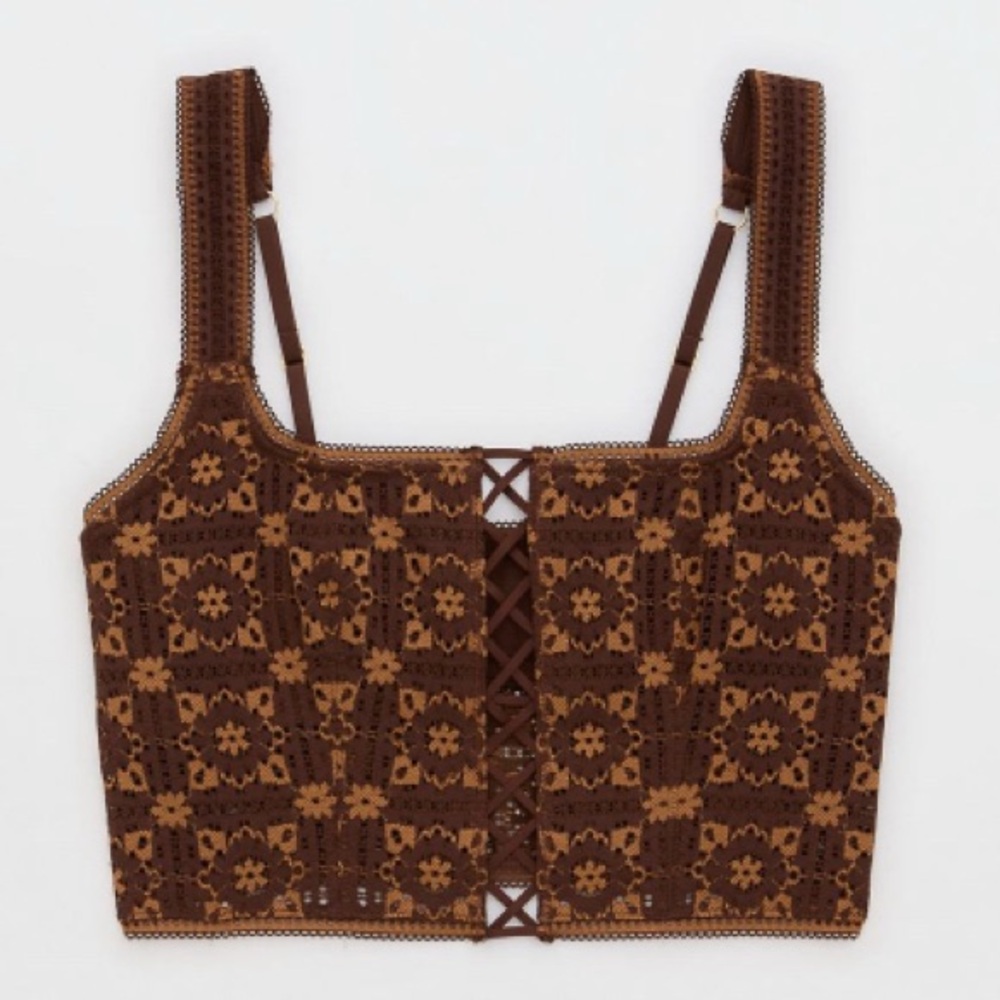 Aerie Show Off Lace Bra Top in color Canyon Sun